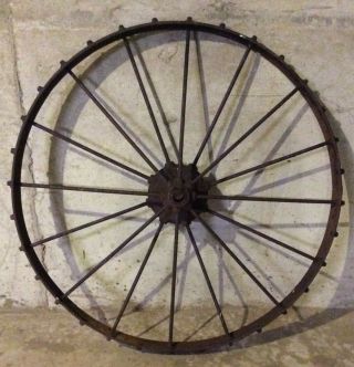 38” Metal Rusty Heavy Wagon Tractor Wheel