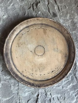 19th C Primitive Antique Wooden Treen Plate