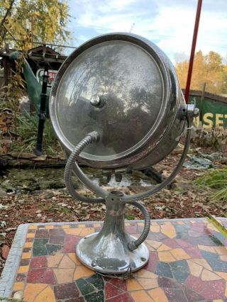 Vintage One Mile Ray 733 Marine Search Light Boat Spot Light 12 Volts Gas Sign