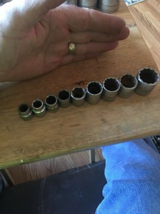 Vintage S - K 3/8 " Drive 9pc Socket Set - 5/16 To 7/8 ",  6pt And 12pt,  Made In Usa