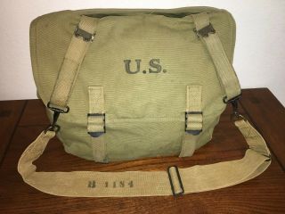 WWII US ARMY M1936 MUSETTE BAG & STRAP - PARATROOPER - 1943 2