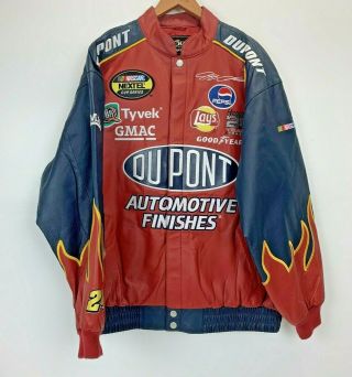 Vintage Jeff Gordon 24 Nascar Racing Leather Jacket Size Xl Chase Hamilton