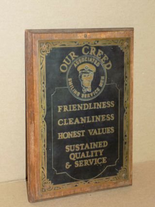 Vintage Associated Oil Co Creed Service Plaque Flying A Gas Tydol Sign Mobile