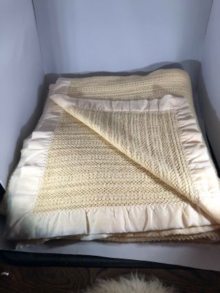 Vtg Chatham Acrylic Cream Thermal Blanket Waffle Weave Full Queen 61.  5 " X 83 "