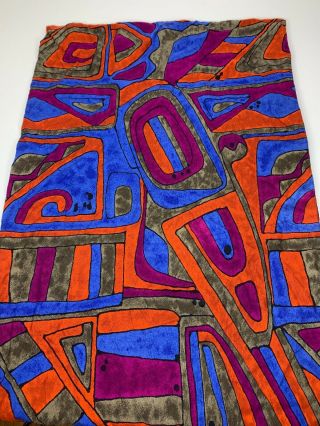 Vtg Hawaiian Textiles Fabric Thc Abstract Purple Orange Blue 1960s Groovy 13067