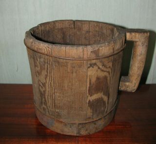 Antique Wood Wooden Primitive Dry Measure Vessel Utensil Lithuania 3 Liter 1700