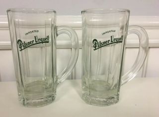 Pilsner Urquell Imported Czech Beer Glass Mug Stein Set Of 2 - Vintage - Rare