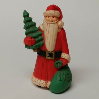 Vtg Hallmark Merry Miniatures Christmas 1986 Santa Claus Tree Toy Bag Woodgrain