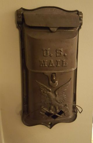 Vintage 13 " U.  S.  Mail American Eagle Cast Iron Wall Mount Mailbox