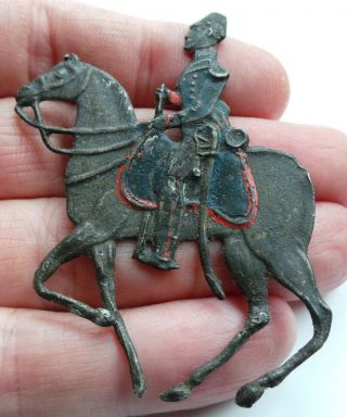 A Pewter Miniature Toy Soldier / Horse From The Period 1675 - 1725.