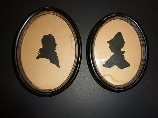 Antique Oval Silhouettes Of Lady And Gentleman