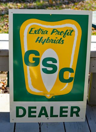 Vintage Gildersleeve Gsc Dealer Seed Corn Sign With Kernel Farm Feed