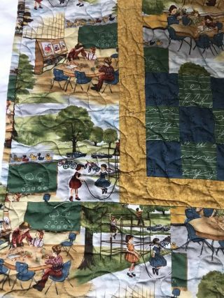 Bright Colorful Vintage Handmade Quilt 47” X 59” Lap Throw Blanket