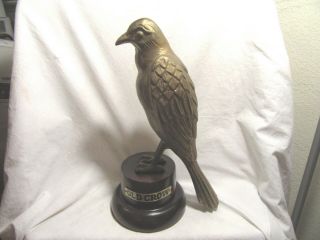 Vtg Rare Old Crow Bourbon Whiskey (later Version) Bronze Back Bar Statue Sign