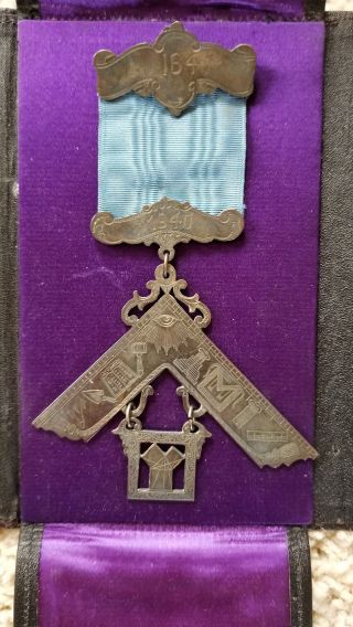 1940 Sterling Silver.  925 Masonic Freemason Medal Wm.  Lehmberg & Sons Lodge 164 2