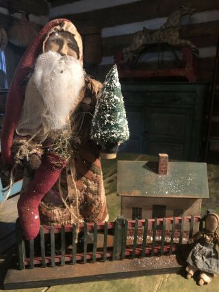 Arnett’s Country Store Ooak Santa/ Old Quilt Coat/vintagebottletree/ragdoll
