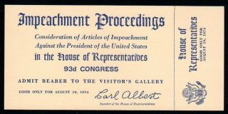 Rare Richard M.  Nixon U.  S.  Impeachment Of The President Ticket