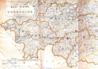 West Riding Of Yorkshire.  Map.  Boundary Commissioners Report.  1868.  Antique