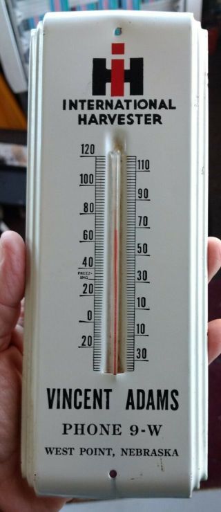 1940s? International Harvester Dealer Metal Thermometer.  West Point,  Nebraska