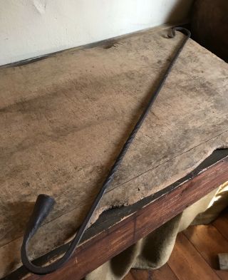 Early Antique Hand Forged Iron Hanging LONG Shepherds Hook Loom Light AAFA 3