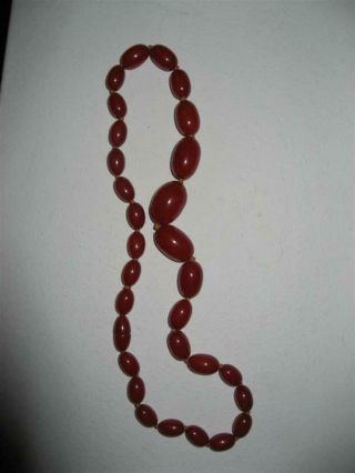 Vintage Faturan Cherry Amber Bakelite Bead Necklace 43g