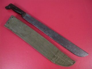 Wwii Us Army Collins & Co.  18 " Machete Dated 1944 W/british Made Canvas Scabbard