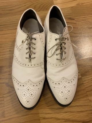 Vtg Footjoy Classic Originals Leather Golf Shoes Mens 10.  5 White Wingtip