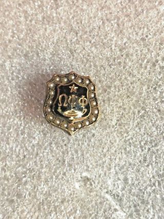 Old 1952 10k Gold Omega Psi Phi Fraternity Pin Badge W/seed Pearls