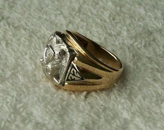 Vintage Mens Masonic 10K Gold Double Eagle Ring With Diamond SZ 9 32 Degree 3