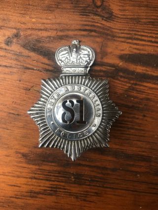 Early South Australian Police Hat Badge Rare Two Digit No.  81