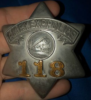 Obsolete Early Chicago American Railway Railroad Police Pie Plate Star Badge