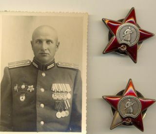 Russian Soviet Medal Order Badge Of The Red Star Two And Photo (1915)
