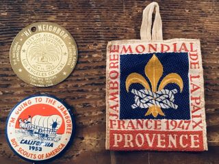 World Scout Jamboree 1947 France Patch,  Button 1953