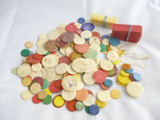 Large Quantity Old Bovine Bone Games Counters Various Shapes & Colours