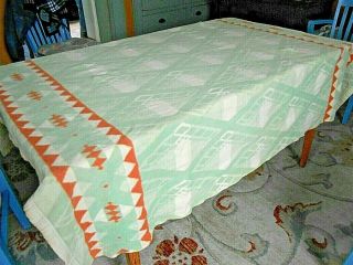 Vintage Beacon Style Blanket Art Deco Southwestern Pattern Reversible 1940 