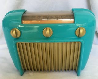 Crosley Model 56t Duette Vintage Tube Radio - Turquoise/gold - Restored And