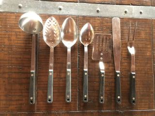 Vintage Ekco Flint Stainless Steel 7 Pc Utensil Set Usa Arrowhead Spatula Spoon