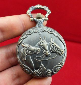 Collectibles Chinese Bronze Horse Sculpture Can Use Mechanical Old Pocket Watch