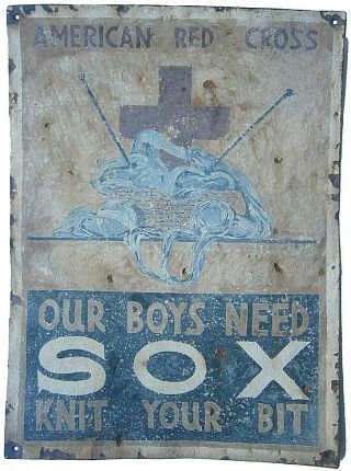 Us Army Ww2 Sign Usa Wwii American Red Cross Our Boys Need Sox Knit Your Bit Iro