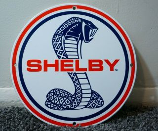 Vintage Ford Shelby Mustang Porcelain Sign Gas Oil Metal Station Pump Plate