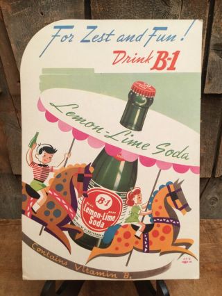Vintage ‘for Zest And Fun Drink B - 1’ Soda Pop Easel Store Counter Display Sign