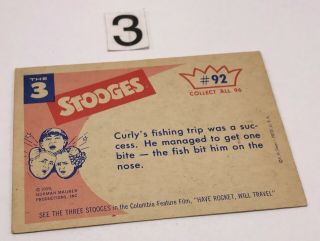 1959 Fleer Three 3 Stooges Movie Card 92 He ' s got a head on him for fishing EX 2