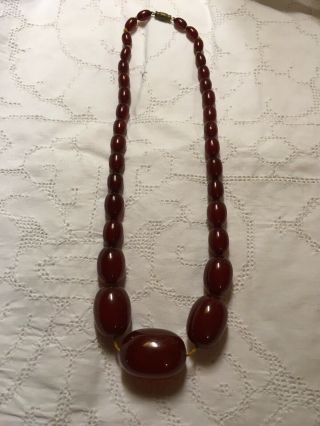 Antique Cherry Amber Graduated Bead Necklace - 56 Grams