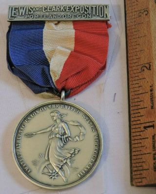 Rare 1905 Lewis & Clark Expo Track 1.  5 " Medal Sterling Silver Dieges & Clust