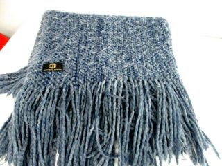Vtg Slate Blue Kennebunk Weavers Soft Throw Blanket 37 " X 56 " Long Fringe