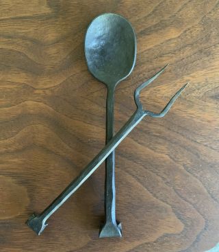 Antique Wrought Iron Fork And Spoon