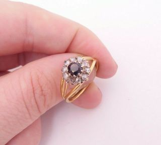 18ct Gold Rose Cut Diamond Sapphire Ring,  Victorian
