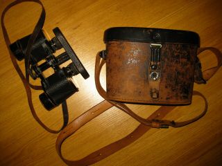 Carl Zeiss D.  F 8x Ww1 Ww2 Military Binoculars Leather Case Strap Eyepiece Cover