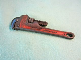 Vintage Rigid Straight Pipe Wrench 6 " Long,  Heavy Duty,  Usa