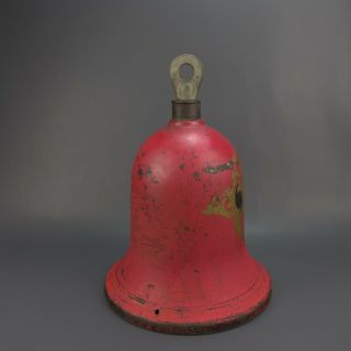 Antique Fire Engine Truck Wagon Bell with Red and Gold Paint 2